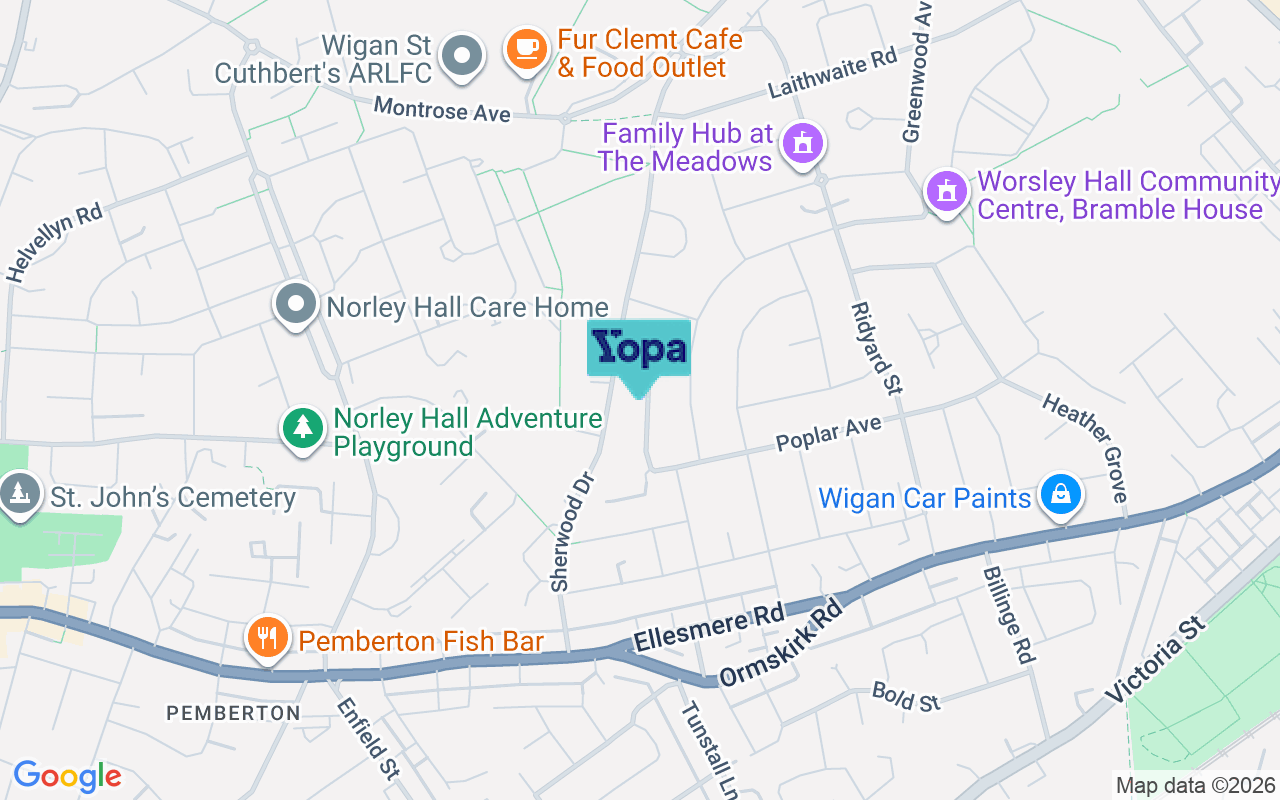 Map showing the location of WN5 9QU