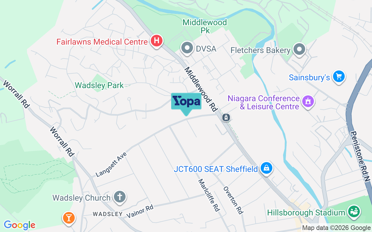 Map showing the location of S6 4AA