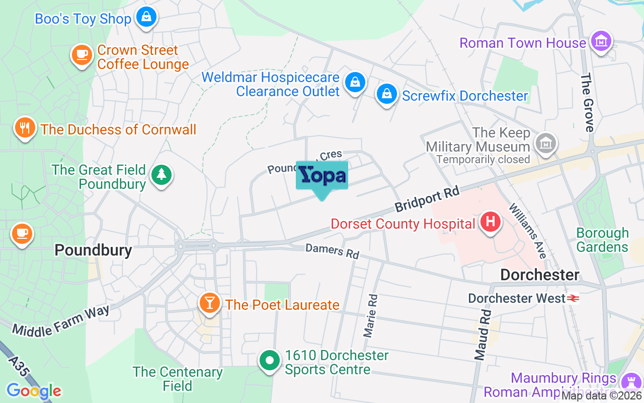 Map showing the location of DT1 2NU