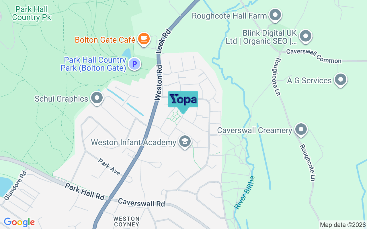 Map showing the location of ST3 6RB