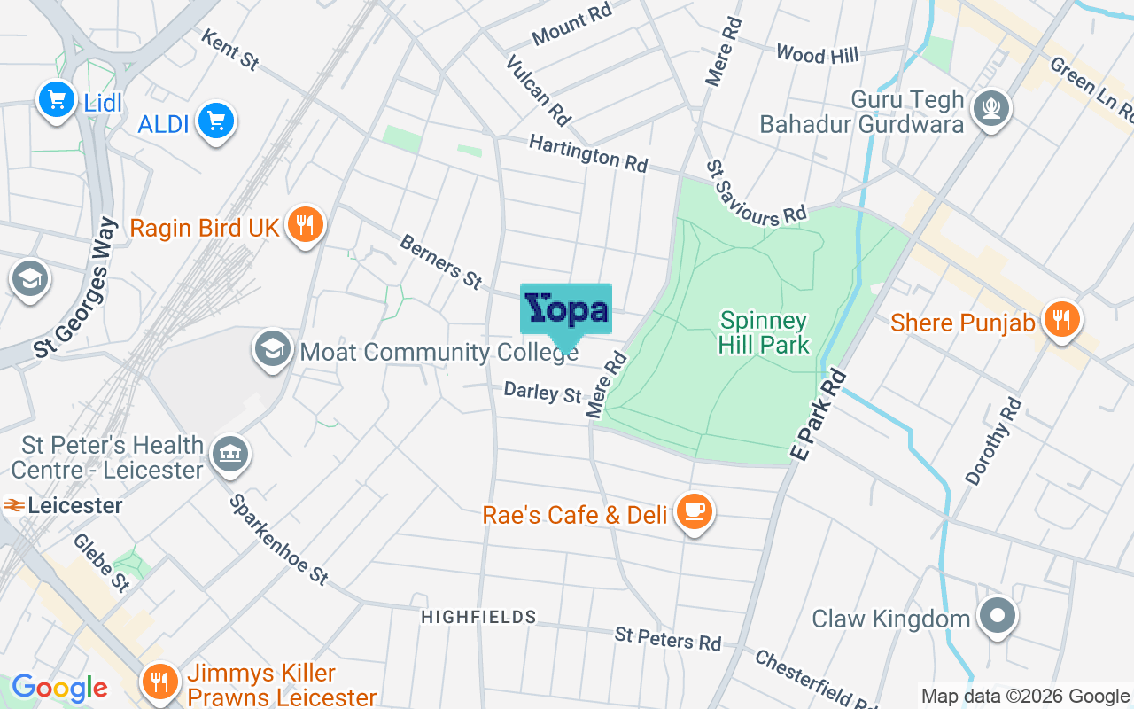 Map showing the location of LE2 0FX
