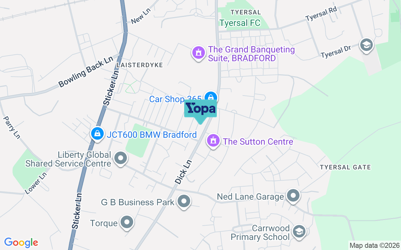Map showing the location of BD4 8HX