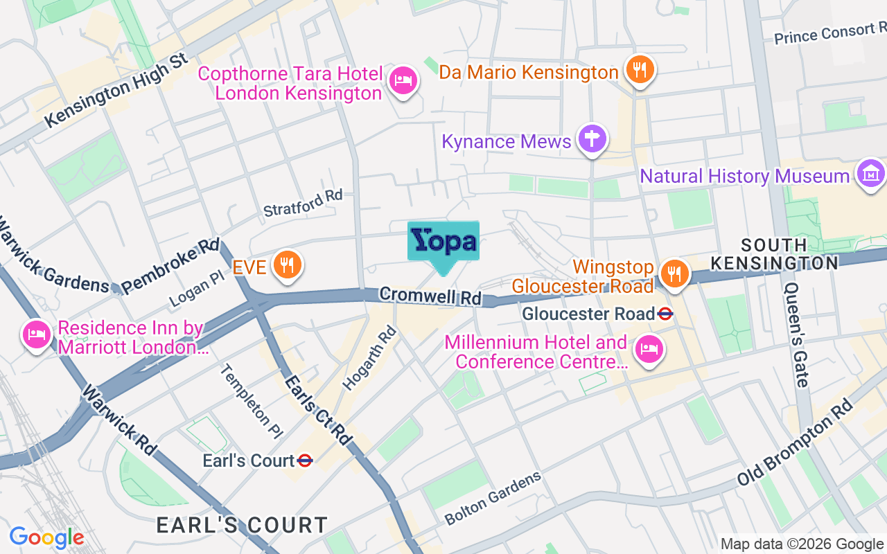 Map showing the location of W8 5JH