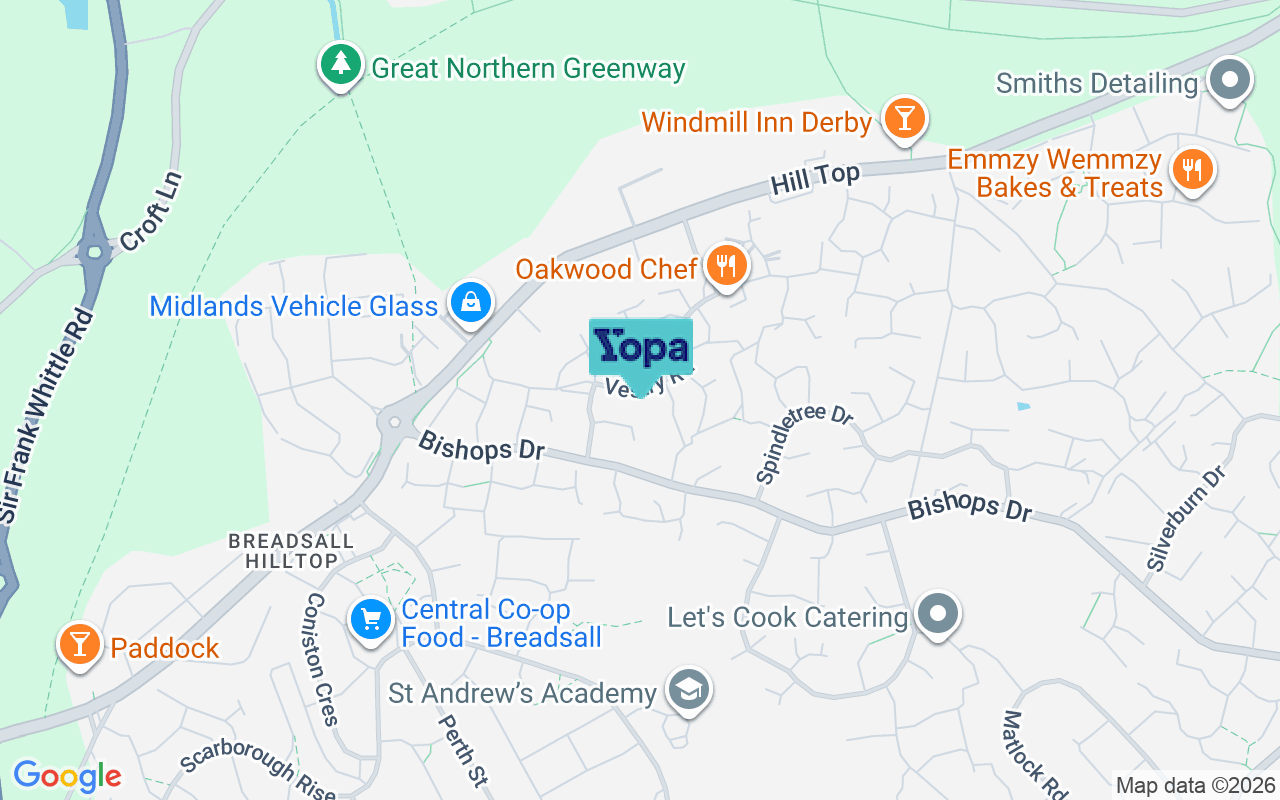 Map showing the location of DE21 2BL