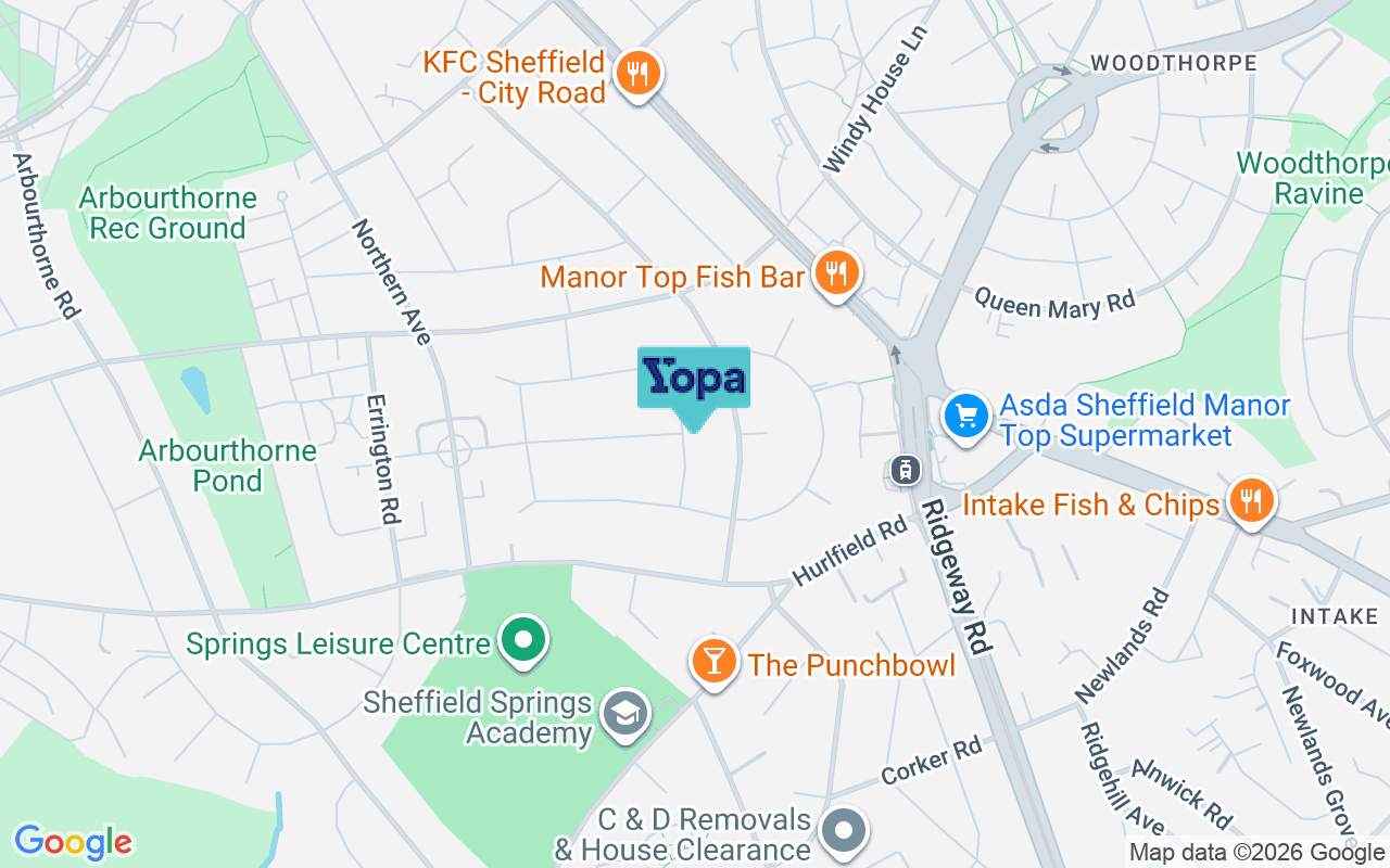 Map showing the location of S2 2EQ