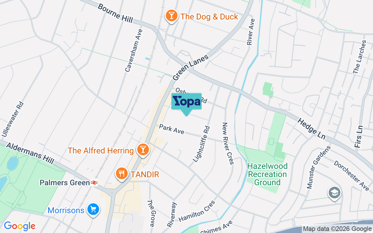 Map showing the location of N13 5PP