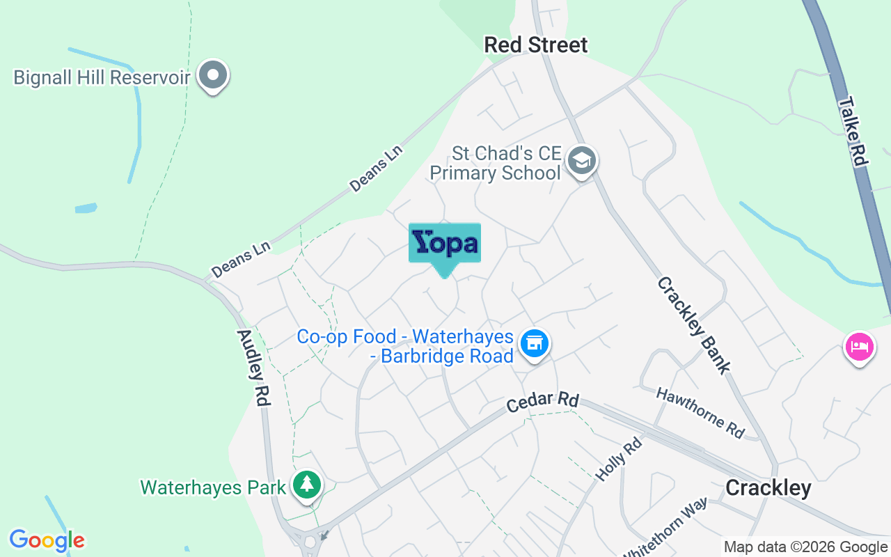 Map showing the location of ST5 7SW
