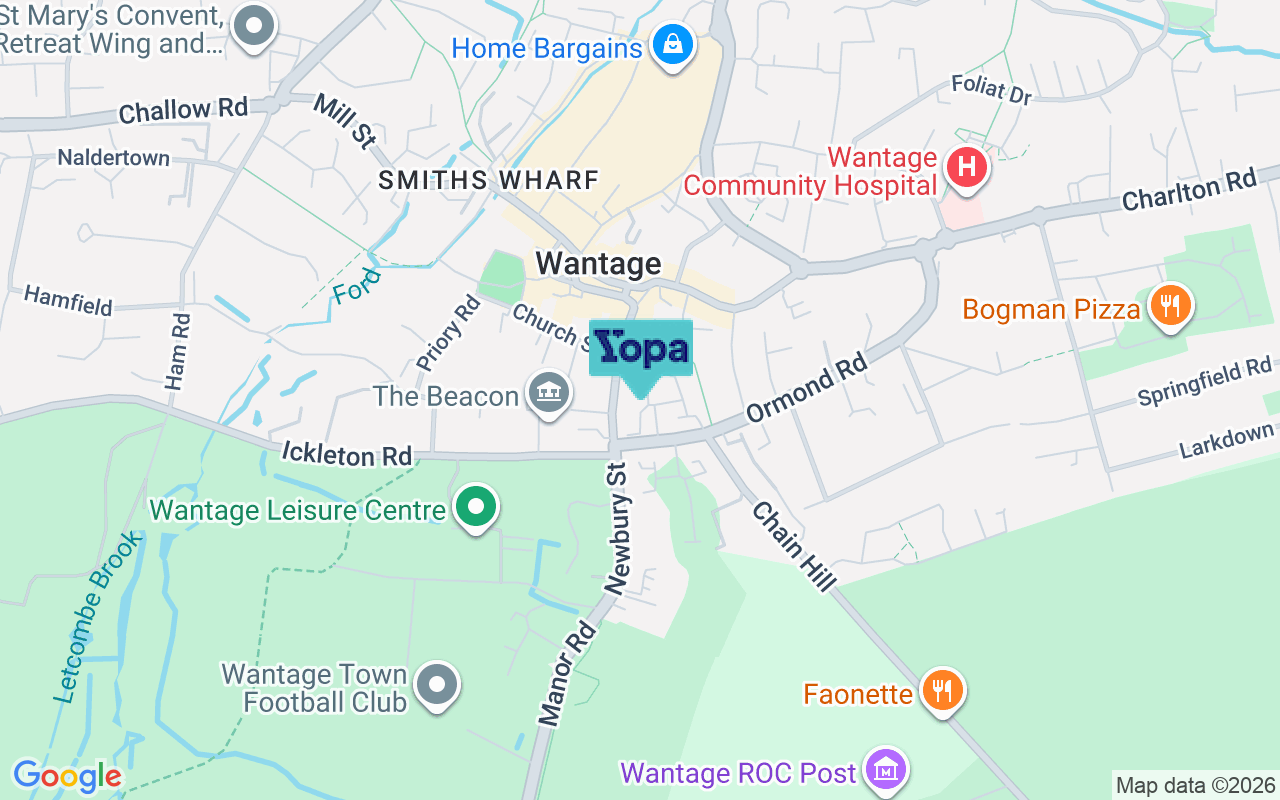 Map showing the location of OX12 8FA