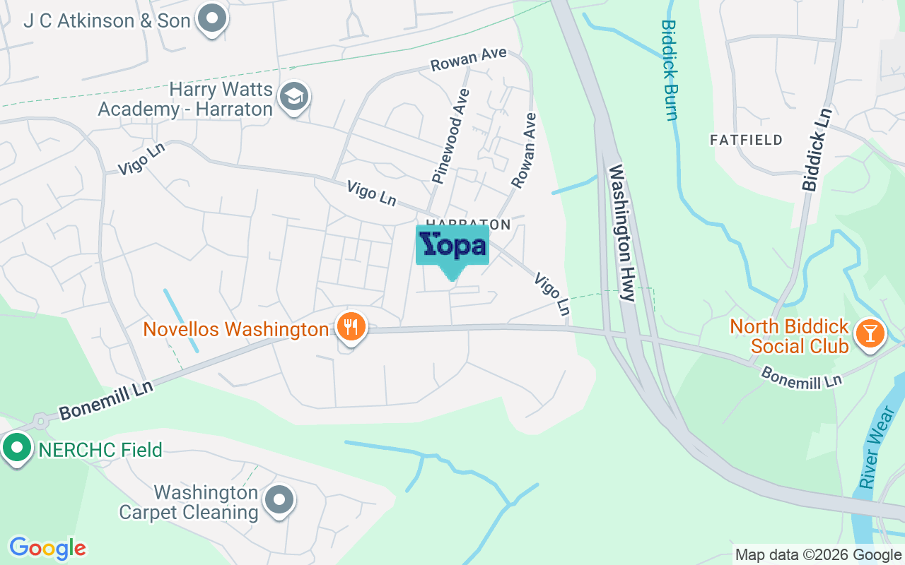Map showing the location of NE38 9AU