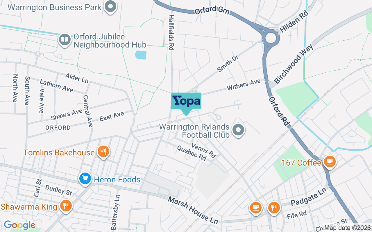 Map showing the location of WA2 7RW