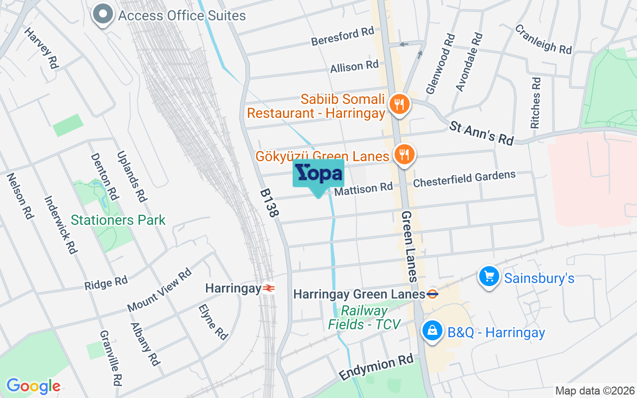 Map showing the location of N4 1BG