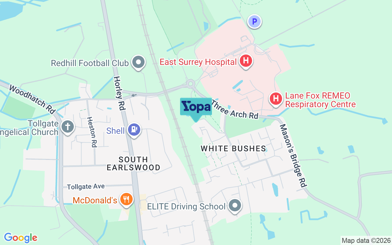 Map showing the location of RH1 5LB