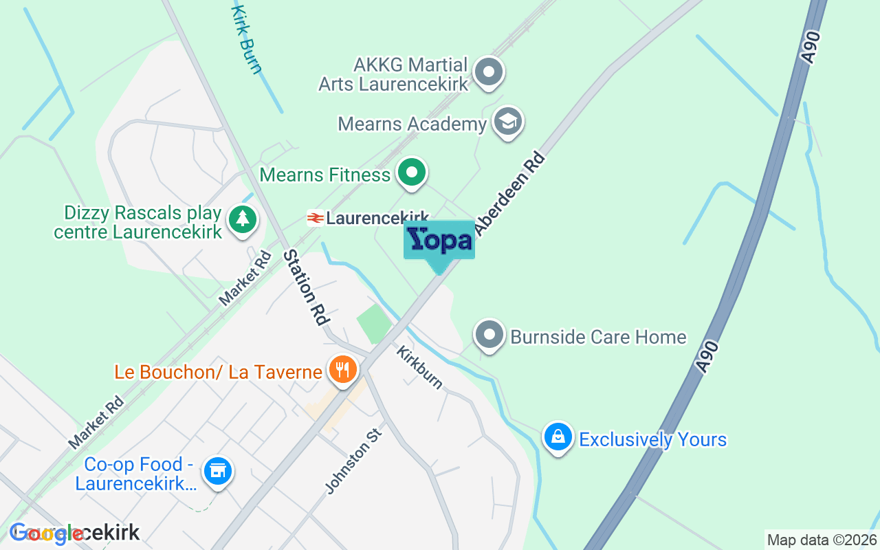 Map showing the location of AB30 1AJ