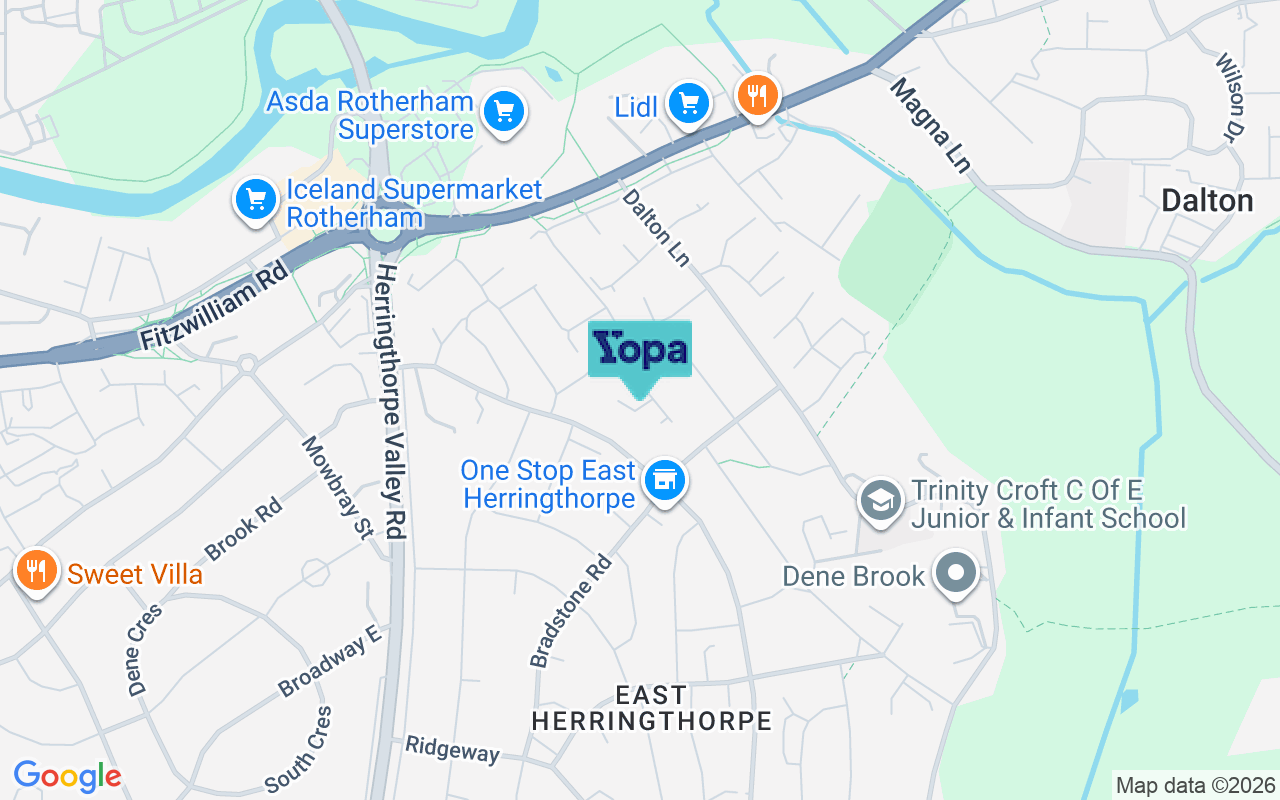 Map showing the location of S65 3SZ