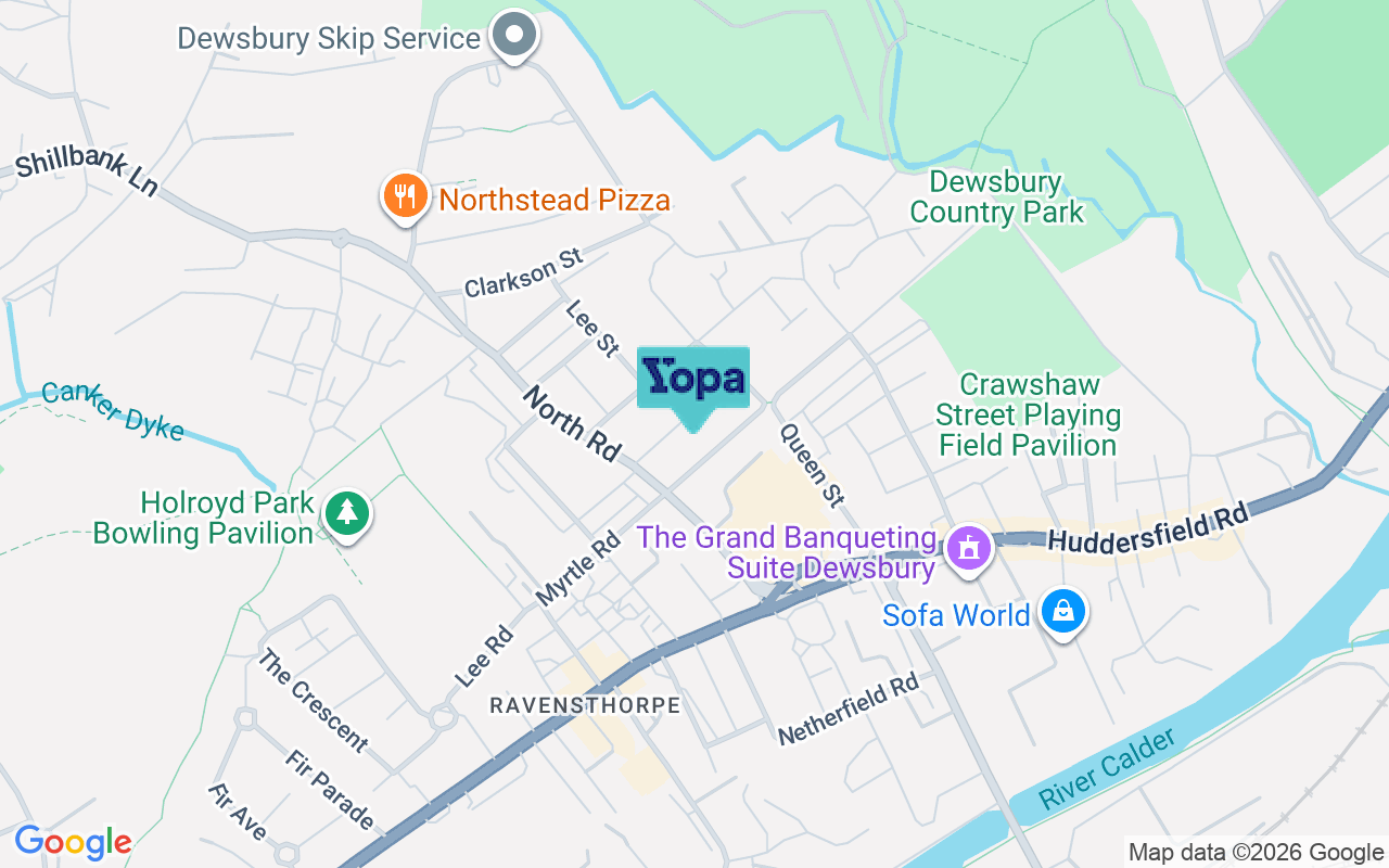 Map showing the location of WF13 3BX