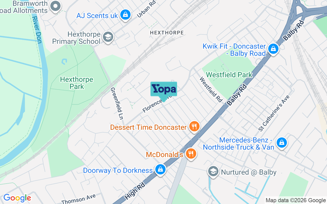 Map showing the location of DN4 0QB