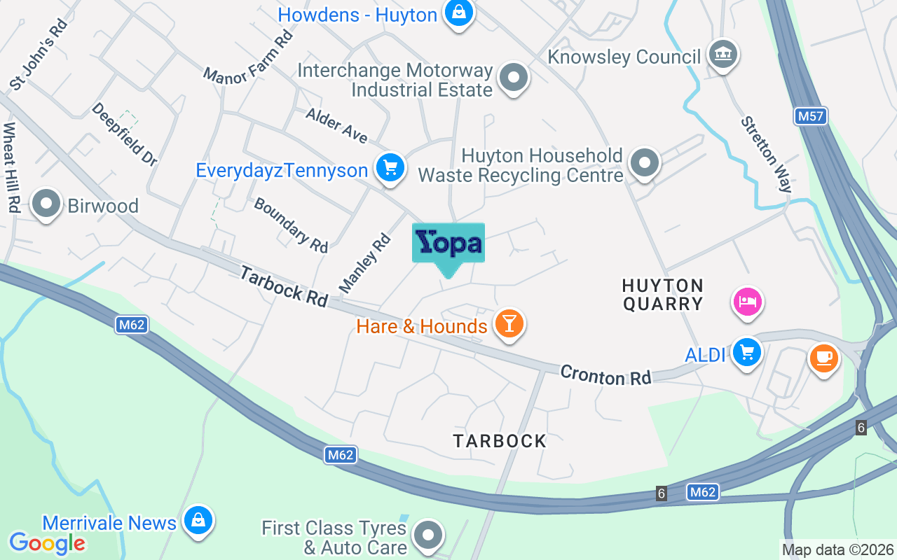 Map showing the location of L36 0YQ