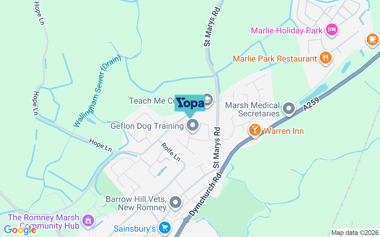 Map showing the location of TN28 8JH