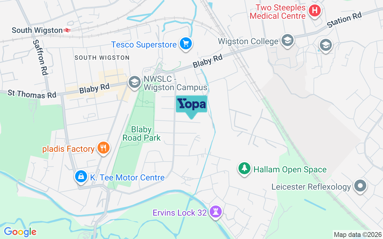 Map showing the location of LE18 4LD