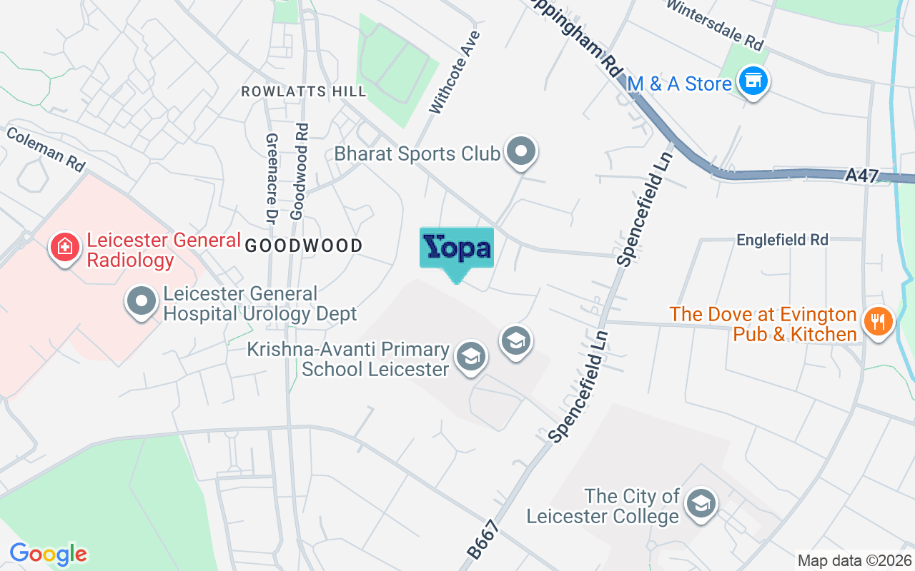 Map showing the location of LE5 6SL