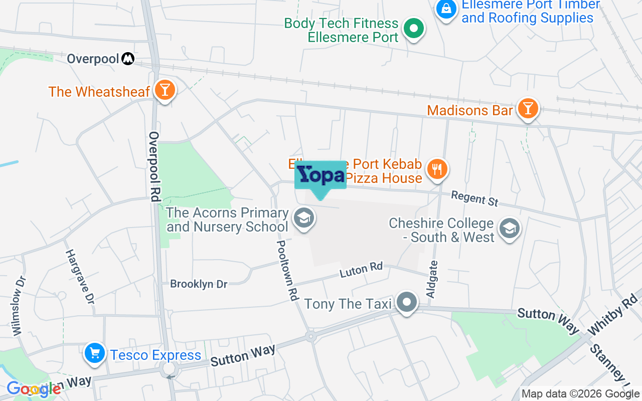 Map showing the location of CH65 8JE