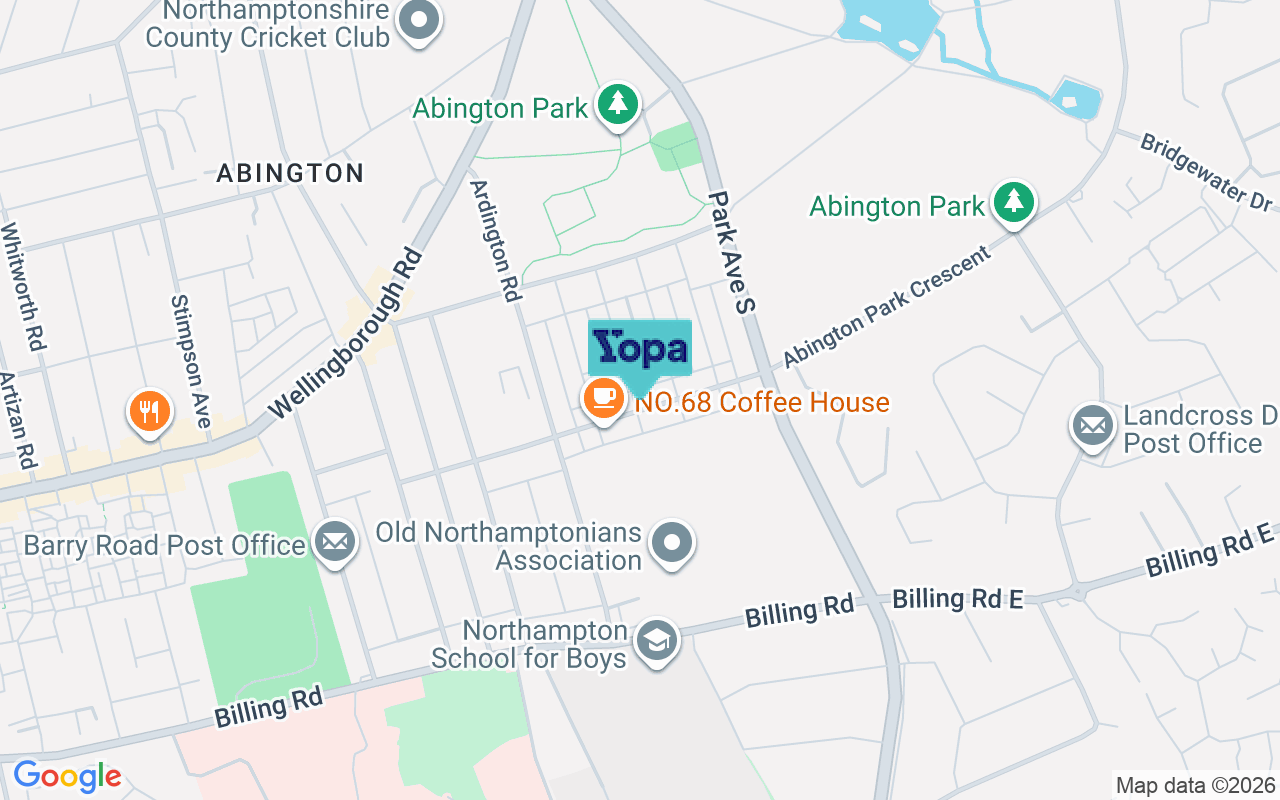 Map showing the location of NN1 5LY