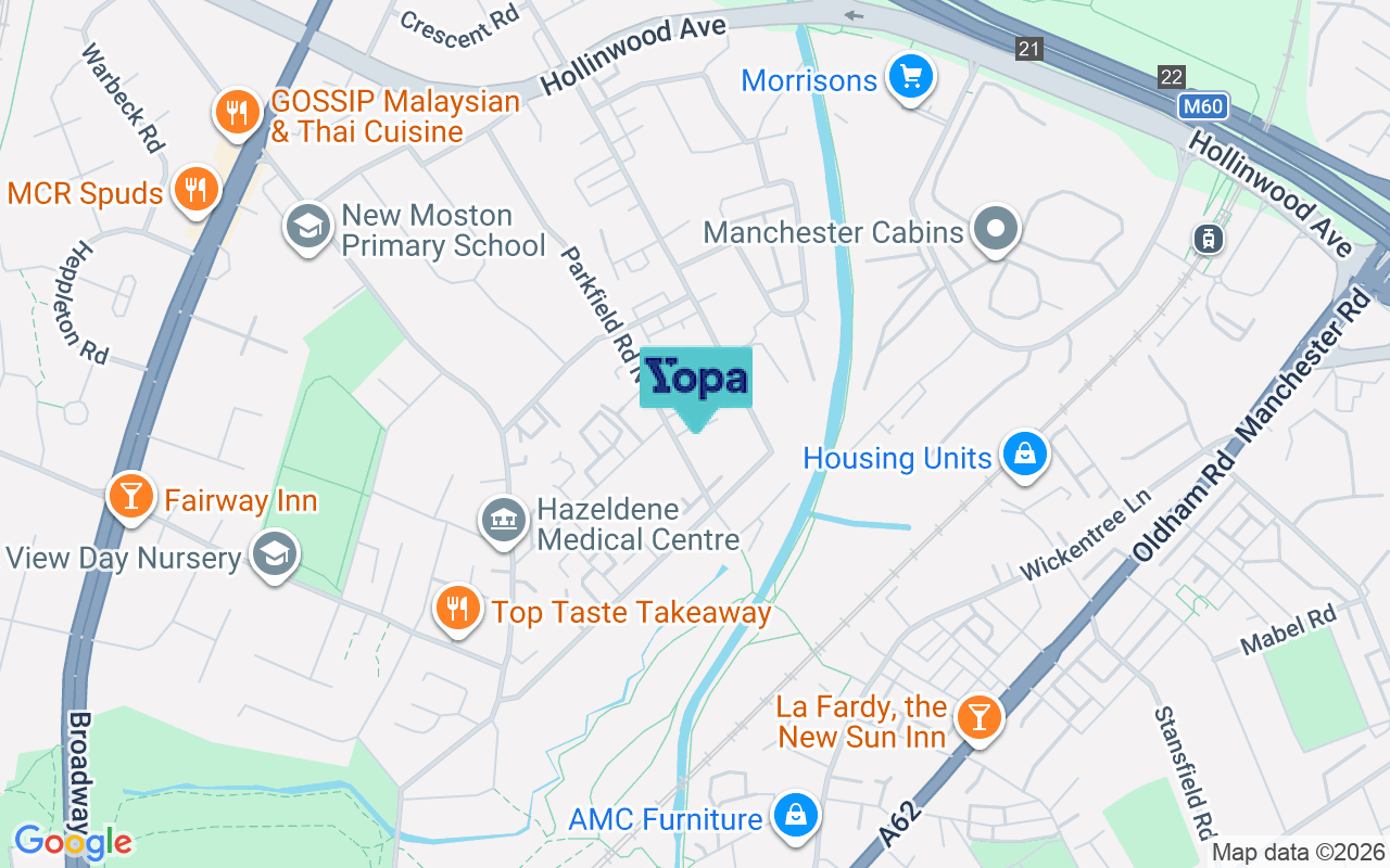 Map showing the location of M40 3TG