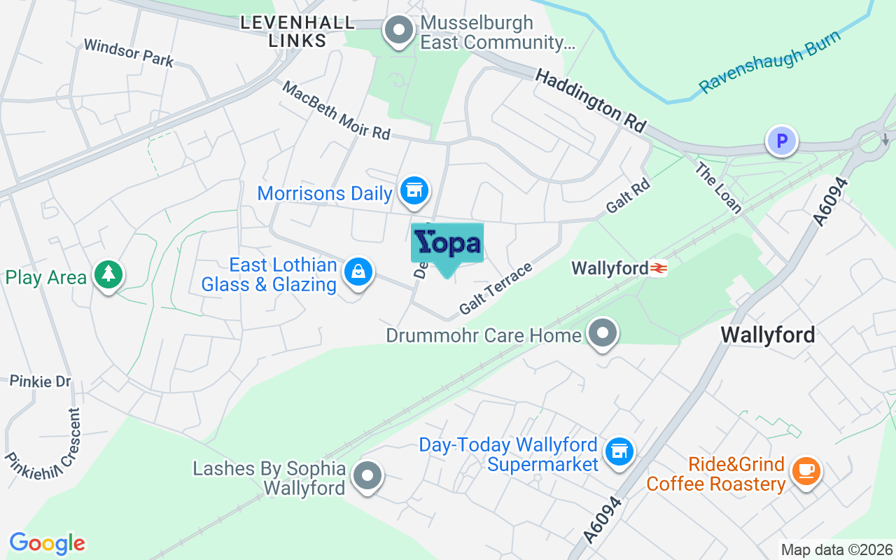 Map showing the location of EH21 8DT