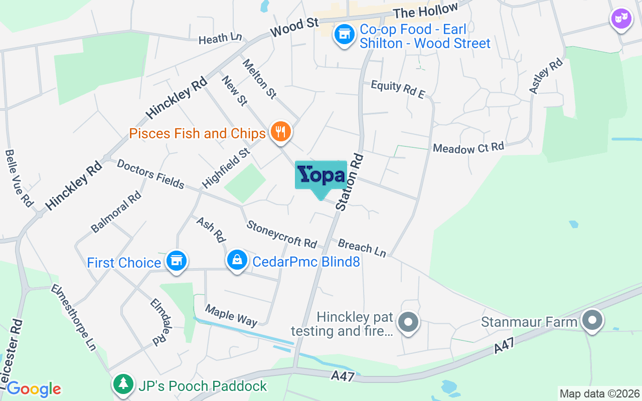 Map showing the location of LE9 7FR