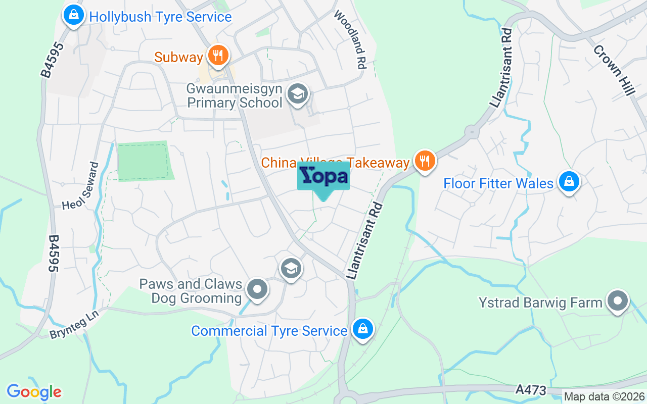 Map showing the location of CF38 2LF