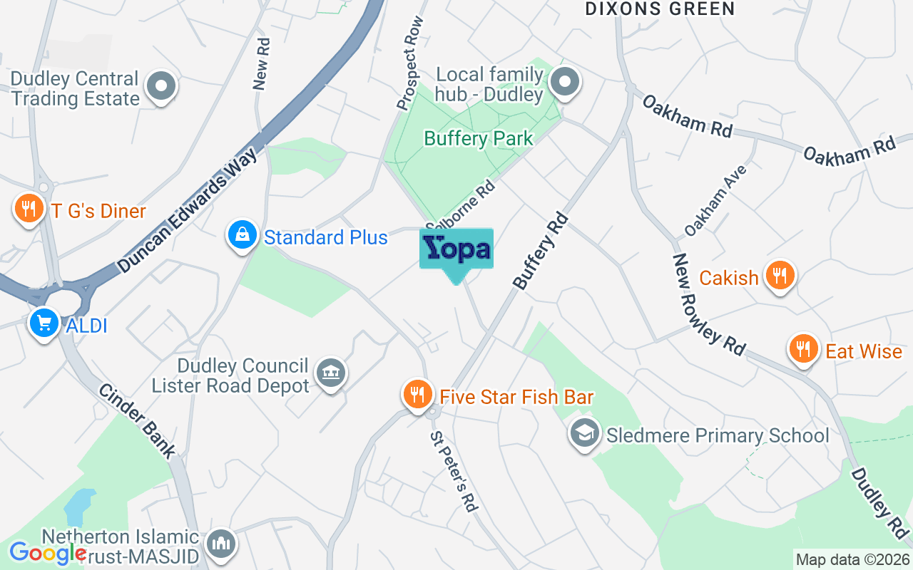Map showing the location of DY2 8JY