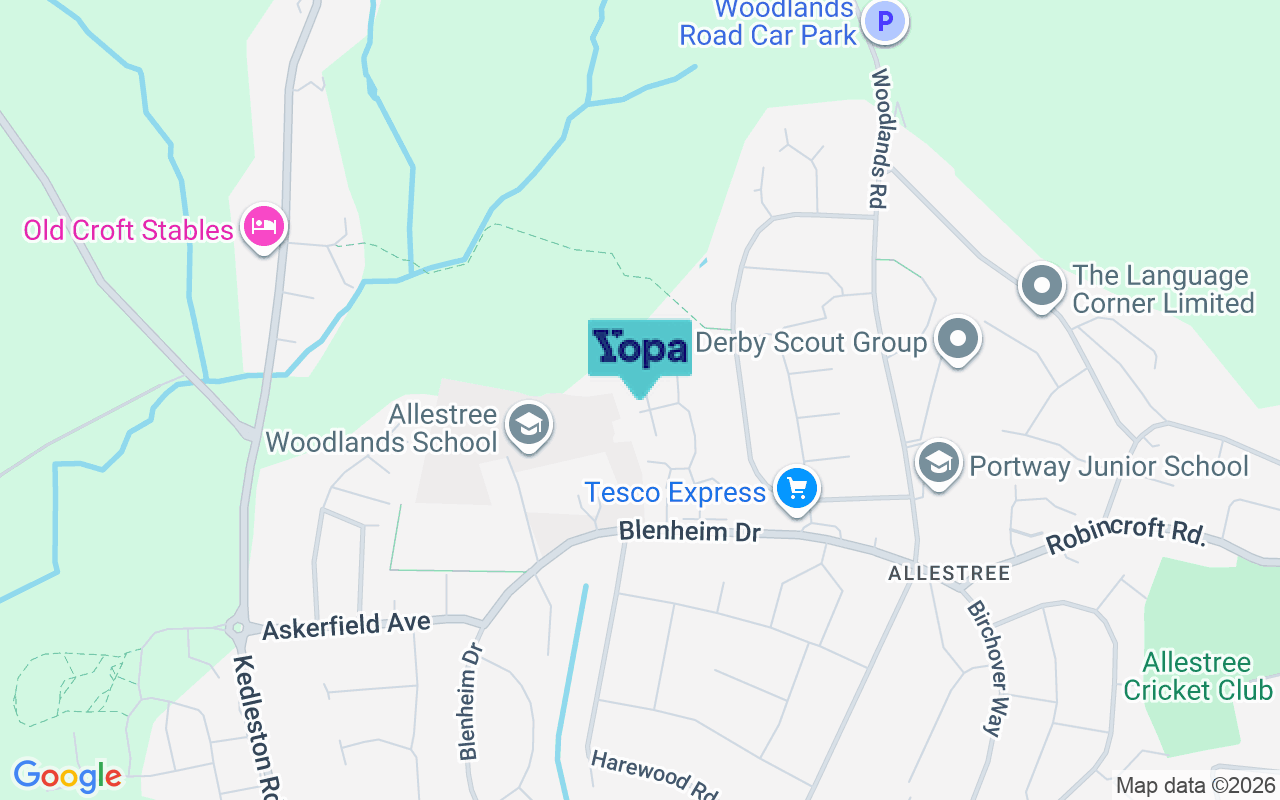 Map showing the location of DE22 2HP
