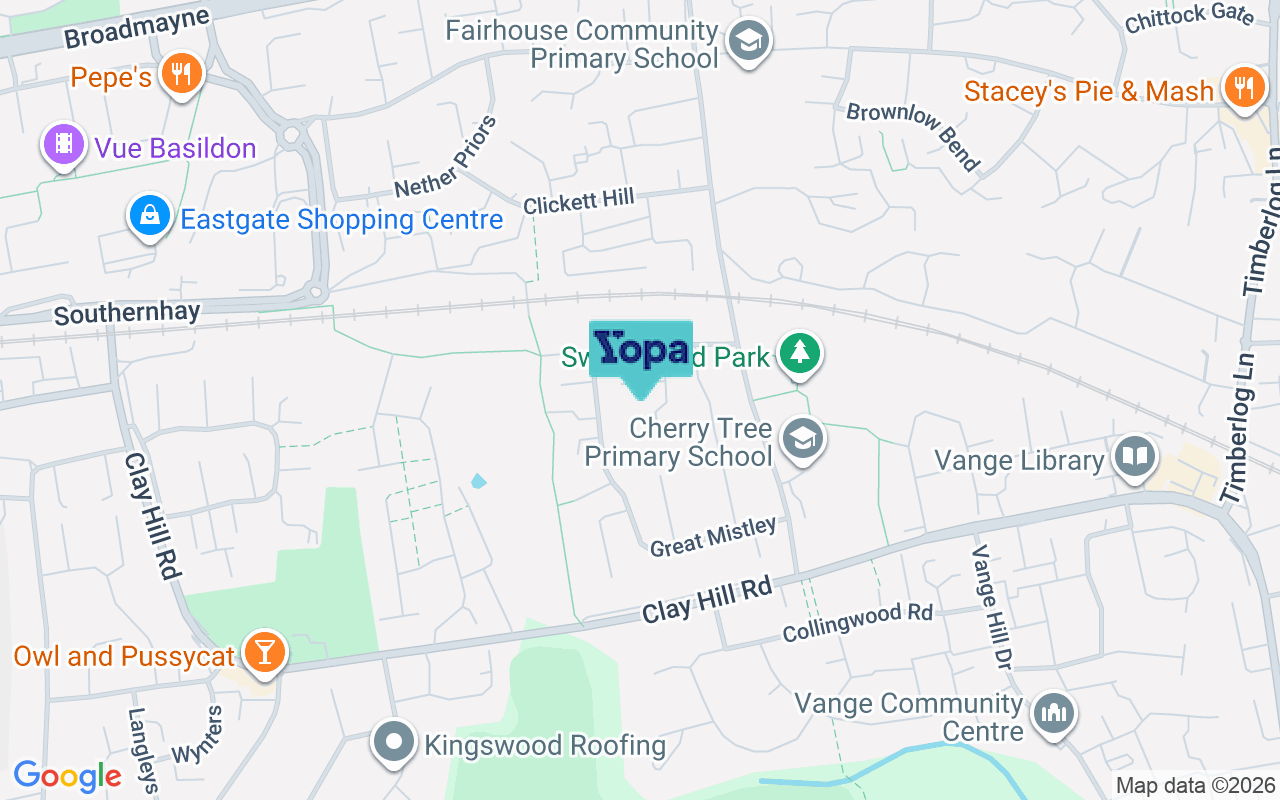 Map showing the location of SS16 4AP