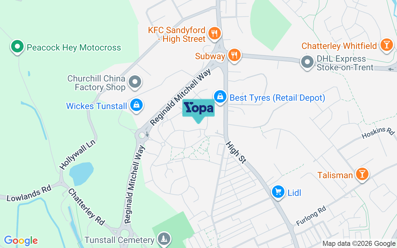 Map showing the location of ST6 5XA