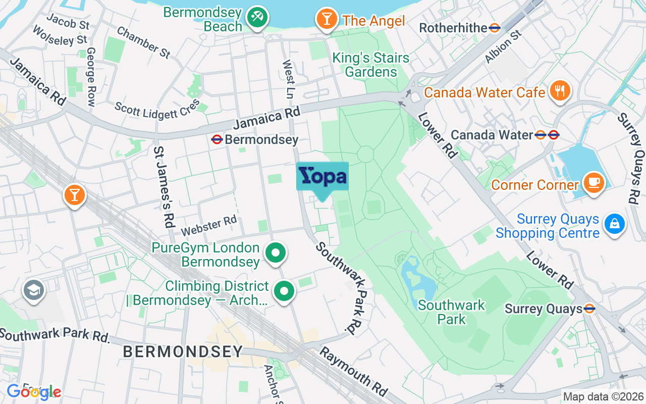 Map showing the location of SE16 2EL
