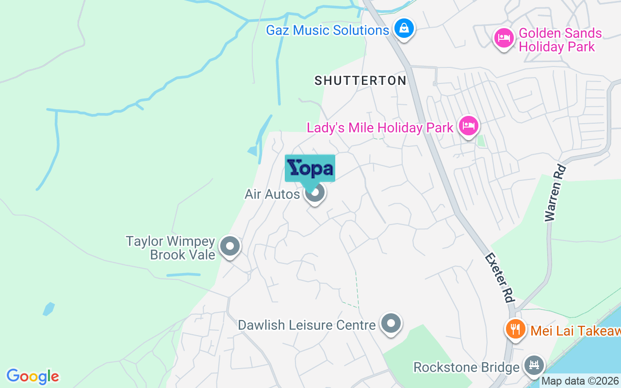 Map showing the location of EX7 0FB