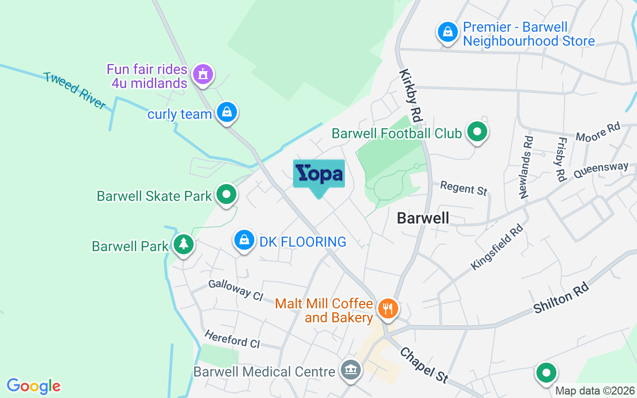 Map showing the location of LE9 8GU