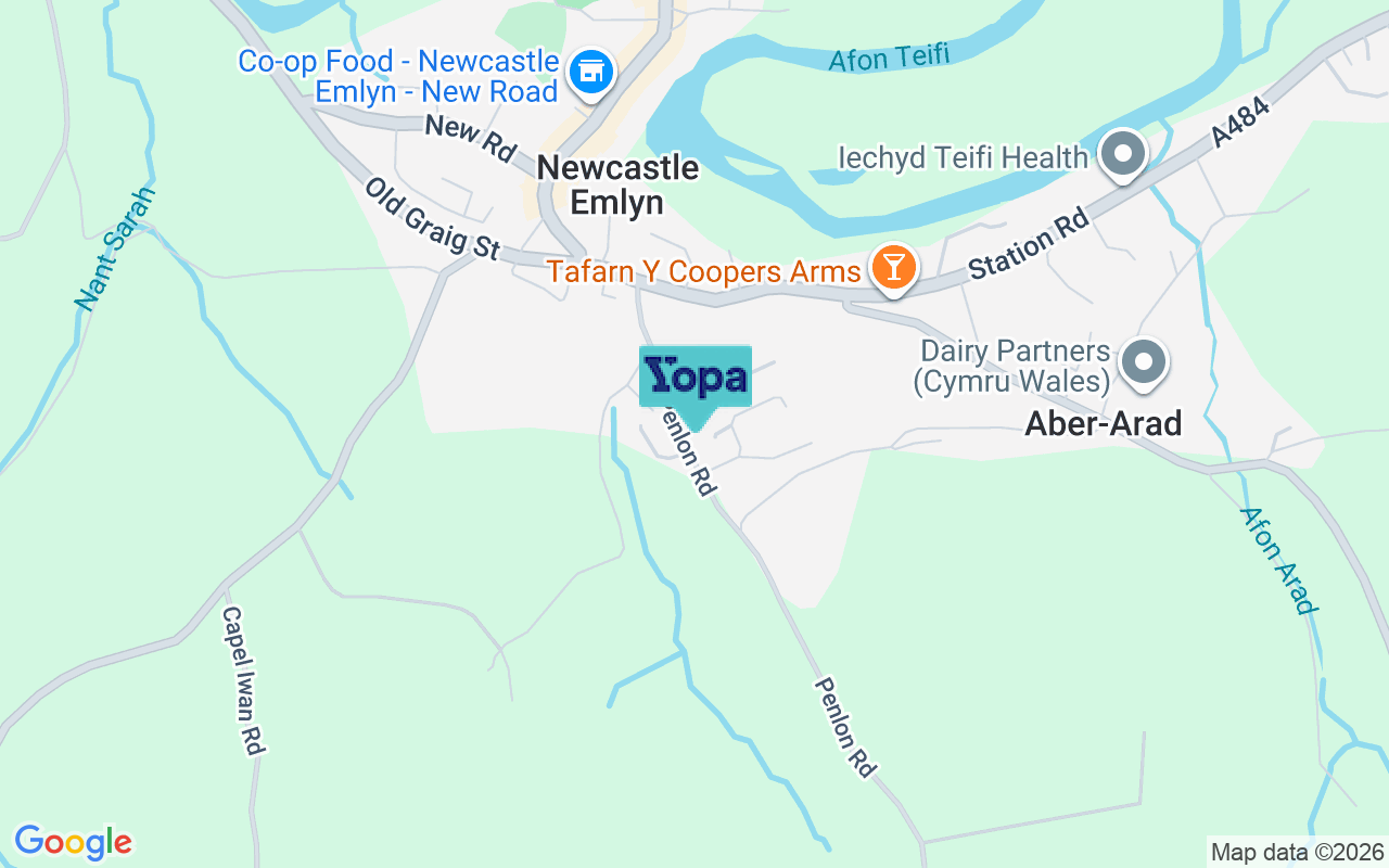 Map showing the location of SA38 9HR