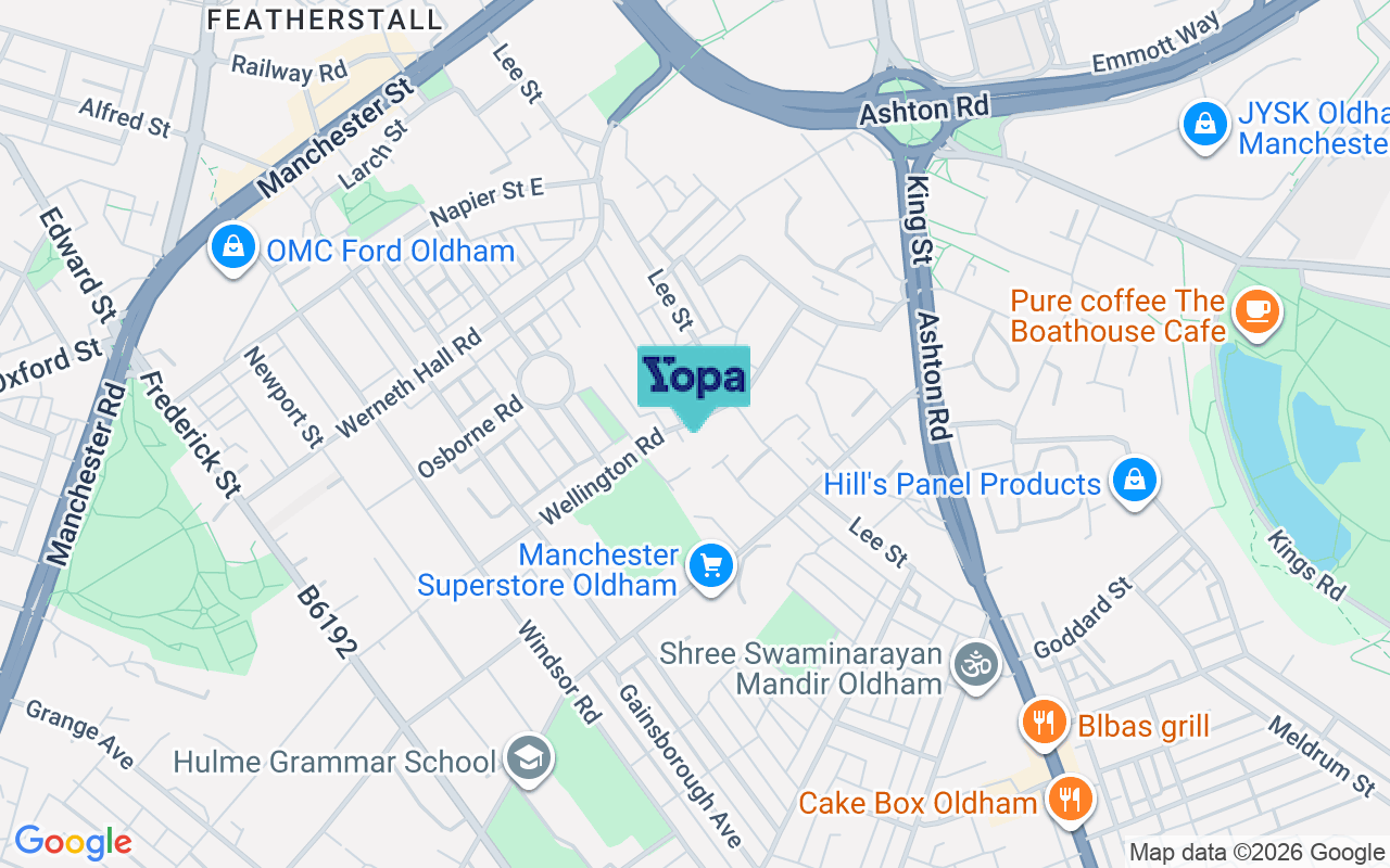 Map showing the location of OL8 1RU