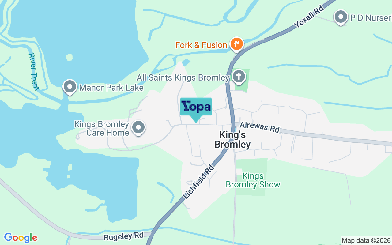 Map showing the location of DE13 7HZ