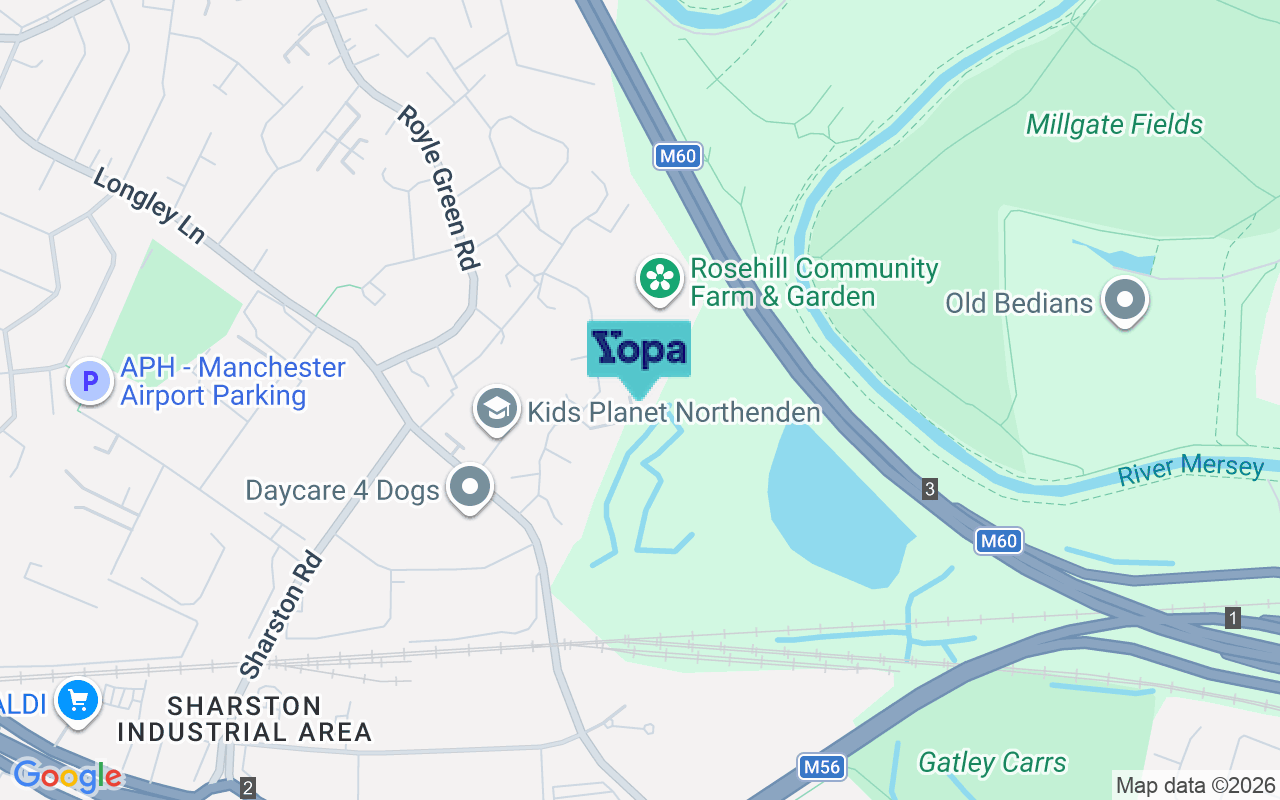 Map showing the location of M22 4YG