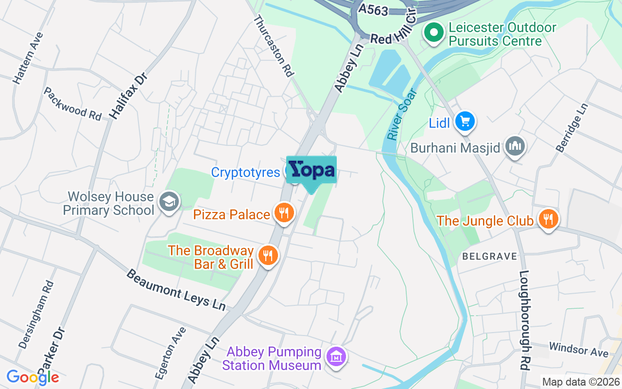 Map showing the location of LE4 5QE