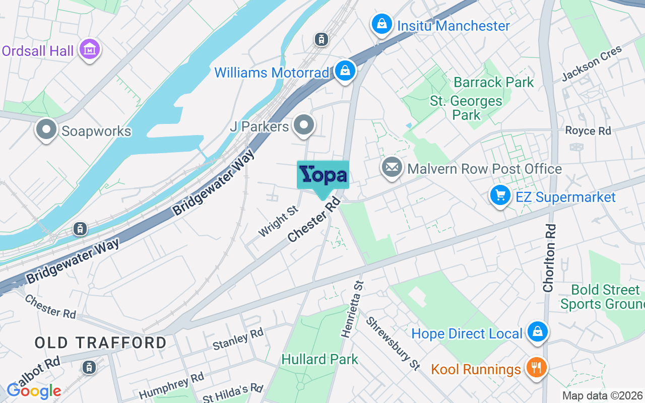 Map showing the location of M16 9YD