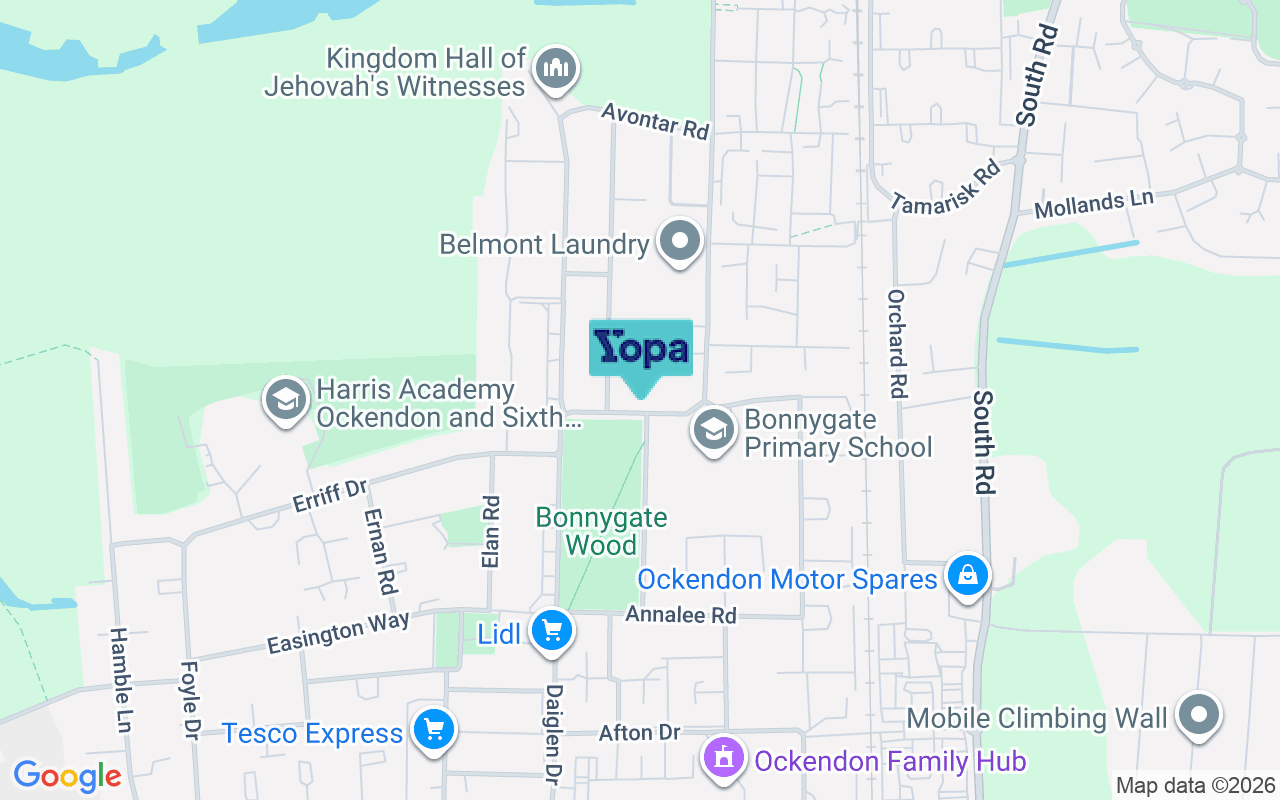 Map showing the location of RM15 5AS