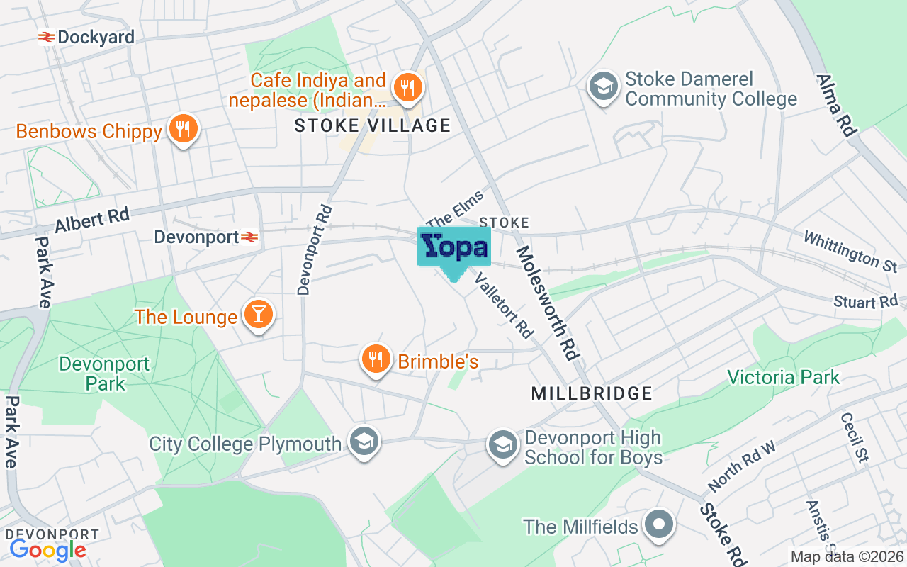 Map showing the location of PL1 5AX