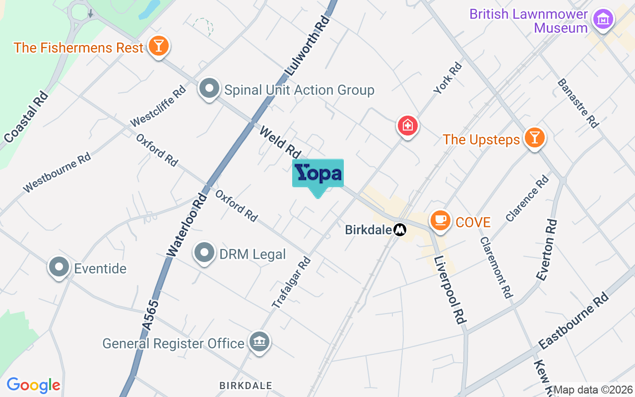 Map showing the location of PR8 2DJ