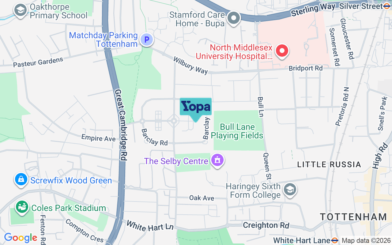 Map showing the location of N18 1EE