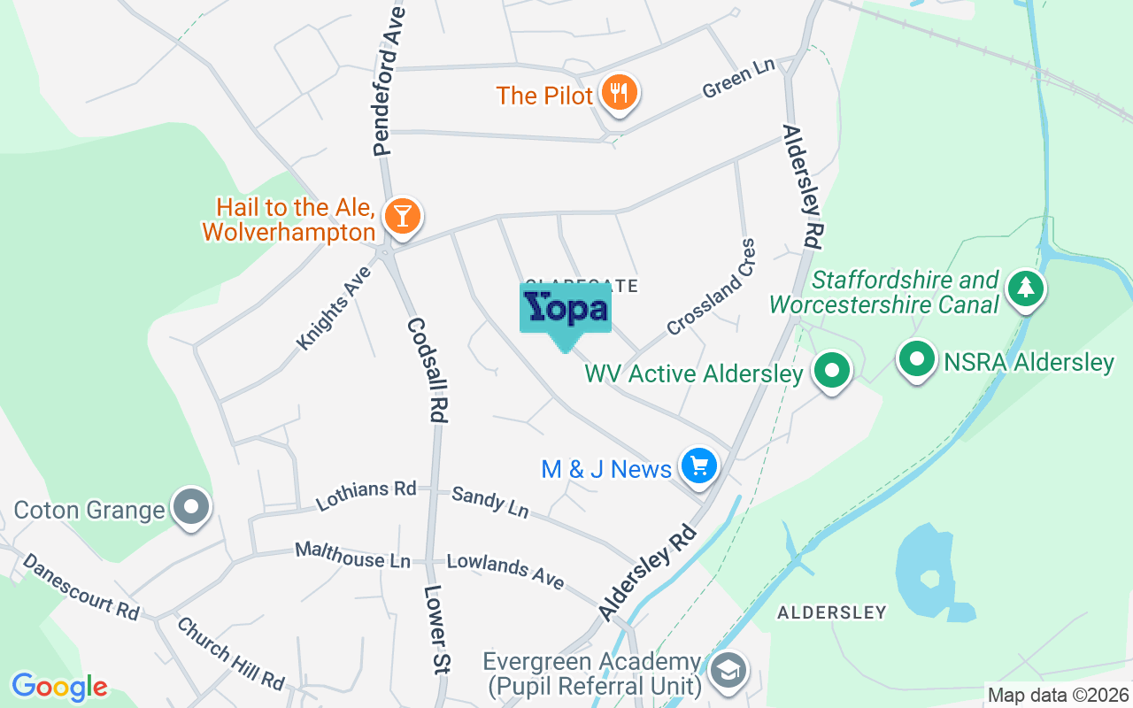 Map showing the location of WV6 9NG