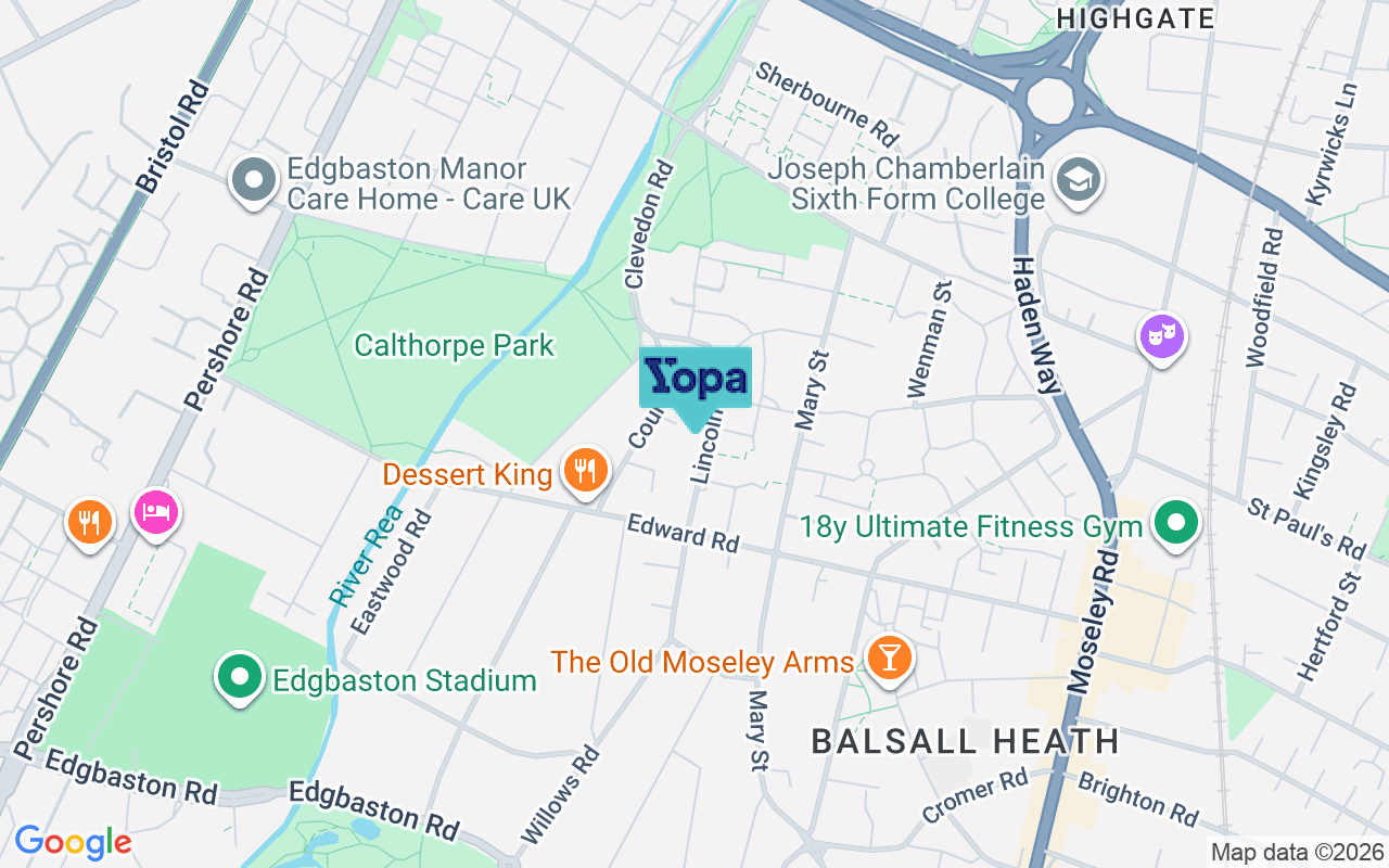 Map showing the location of B12 9EX
