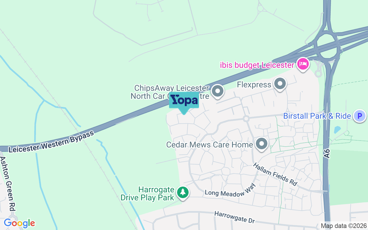 Map showing the location of LE4 3BX